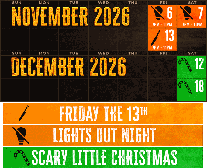Brimstone Haunt Schedule Calendar