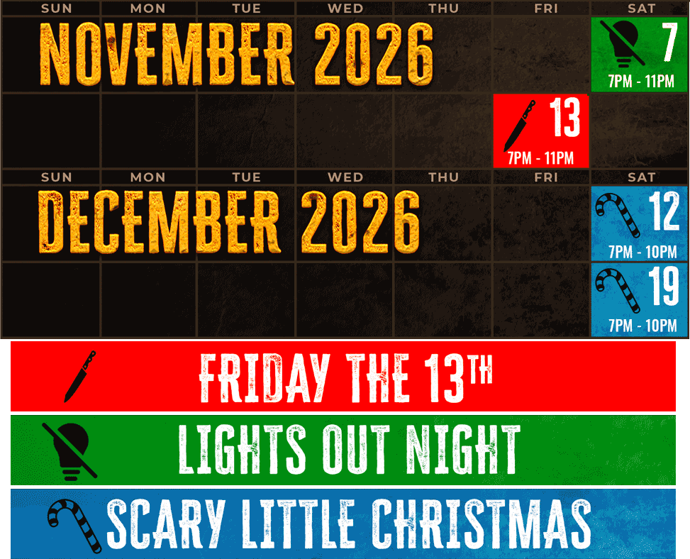 Brimstone Haunt Schedule Calendar